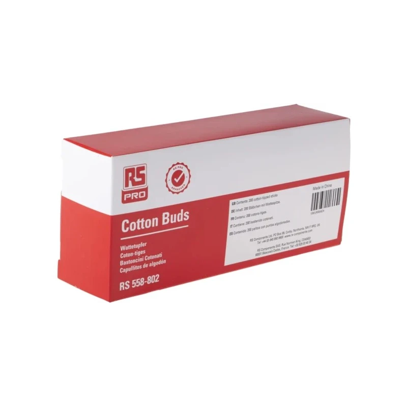 RS PRO Cotton Buds Wood Handle, 150mm, Box of 200 for Computer Cleaning 558-802