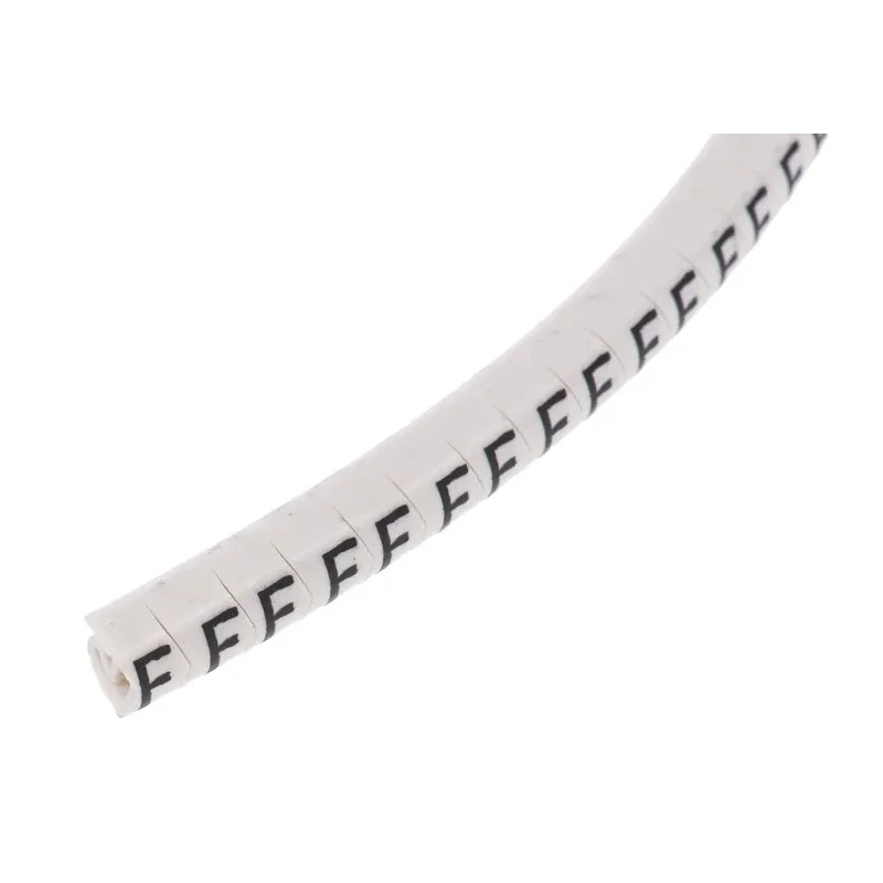 HellermannTyton Helagrip Slide-On Cable Marker, Pre-Printed 'F', PVC, 2–5mm Cable, Black Legend, White Marker, 901-10418