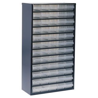 Raaco Drawer Storage Unit, 60-Drawer, Steel, Blue, 552 x 306 x 150 mm, Polypropylene Drawers 137386