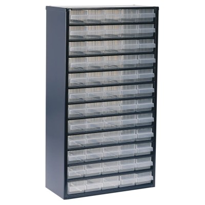 Raaco Drawer Storage Unit, 60-Drawer, Steel, Blue, 552 x 306 x 150 mm, Polypropylene Drawers 137386