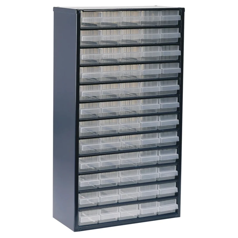 Raaco Drawer Storage Unit, 60-Drawer, Steel, Blue, 552 x 306 x 150 mm, Polypropylene Drawers 137386