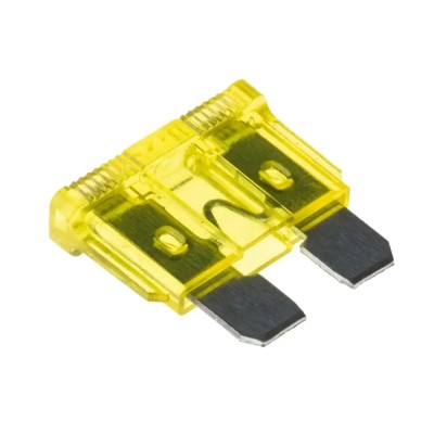 RS PRO 20A Yellow Automotive Blade Fuse, Regular Size, 32V DC, -55°C to 125°C, PA66 Housing, Ag Plated Zinc Alloy 563-762