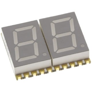 Kingbright Dual-Digit 7 Segment LED Display, Red, Surface Mount, Anode, 2 Characters, 27mcd Luminous Intensity KCDA04-105