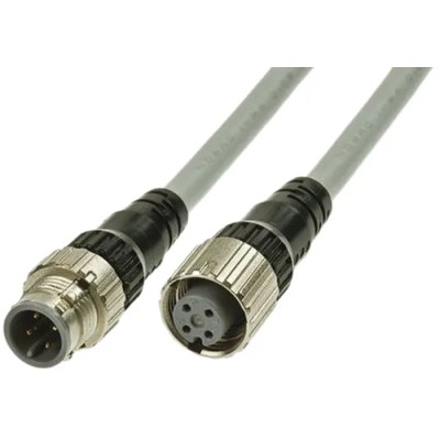 Omron XS5W-D421-E81-F Male 4-Way Straight to Female Straight Sensor Actuator Cable, 3 m, IP67, Polyurethane Jacket