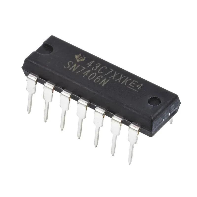 Texas Instruments SN7406N Inverter IC, 6-Channel TTL Open Collector, 14-Pin PDIP