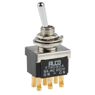 TE Connectivity DPDT Toggle Switch Panel Mount, Solder Terminal, On-On, 4A, IP68/IP67, 12V DC, 250V AC FTN0904