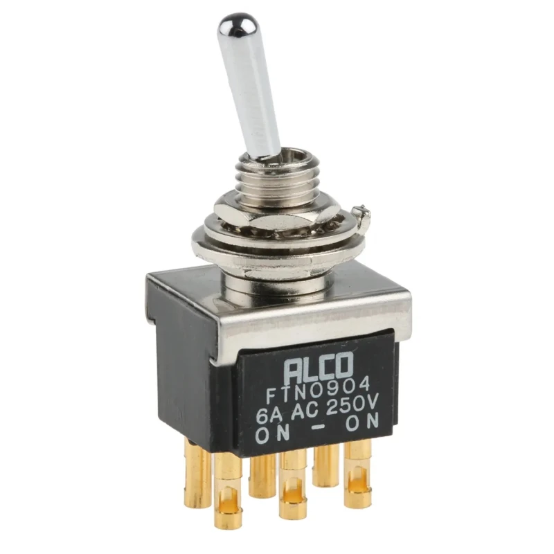 TE Connectivity DPDT Toggle Switch Panel Mount, Solder Terminal, On-On, 4A, IP68/IP67, 12V DC, 250V AC FTN0904