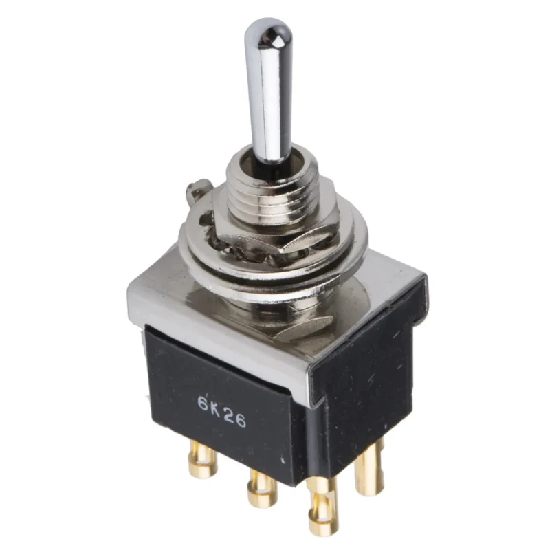 TE Connectivity Panel Mount Toggle Switch DPDT On-Off-On Solder Terminal 12V DC 250V AC IP68S FTP0904