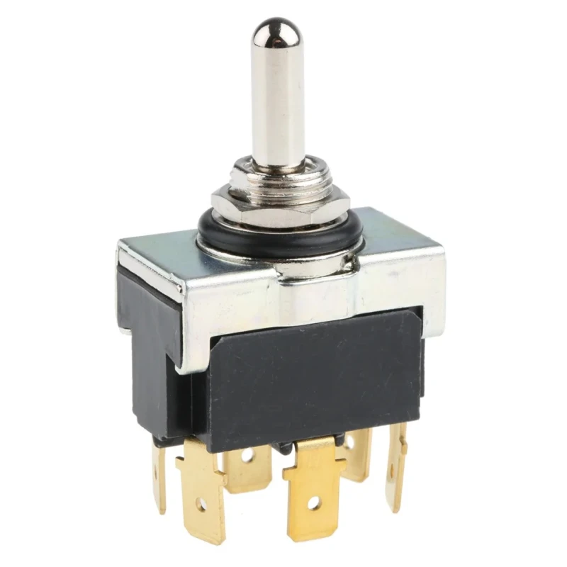 TE Connectivity Toggle Switch Panel Mount On-Off-On DPDT Tab Terminal 30 V DC IP67 Brass Actuator AWTT1504