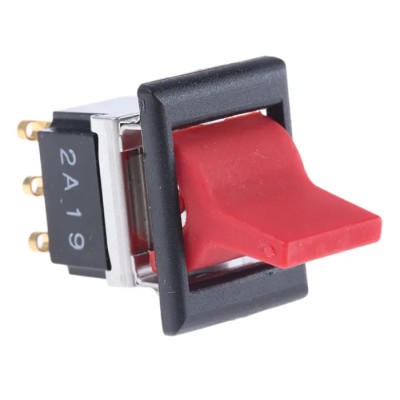 TE Connectivity DPDT Latching On-None-On Rocker Switch Panel, Aluminium, 6A, 250V AC, Panel Mount FLN19-RED04