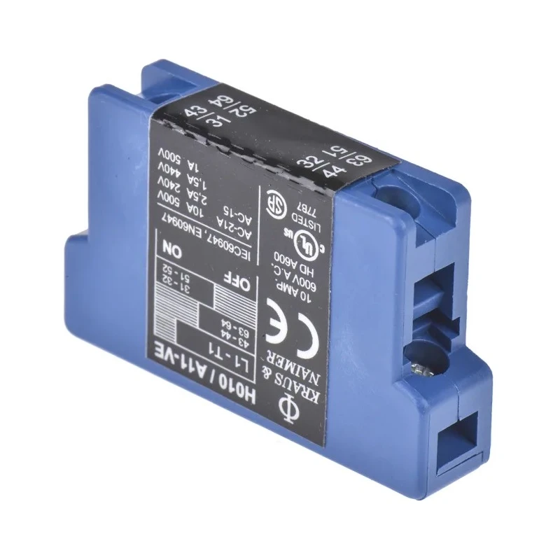 Kraus & Naimer Auxiliary Contact Block, 2 Contacts, 1 NO/1 NC, DIN Rail, 25A, 690V, K0.H010*GBA001