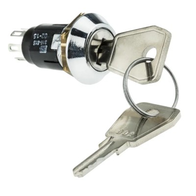 Lorlin Key Switch DPDT, 2 Positions, 1A, Random Key, Zinc Alloy, SRL5LD2