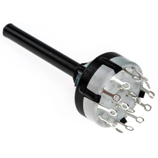 Lorlin 3 Position 4PST Rotary Switch, 150mA, Polyamide, Panel Mount, Solder Tab, 250V AC, CK1032