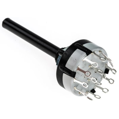 Lorlin 3 Position 4PST Rotary Switch, 150mA, Polyamide, Panel Mount, Solder Tab, 250V AC, CK1032