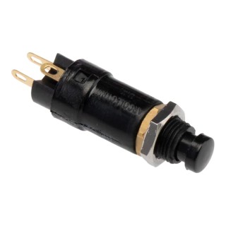 Arcolectric (Bulgin) Ltd Miniature Push Button Switch, Momentary, SPST, 250V AC, 500mA, Panel Mount, IP66, Black T0919SOAAE