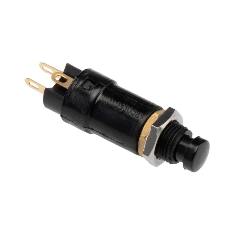 Arcolectric (Bulgin) Ltd Miniature Push Button Switch, Momentary, SPST, 250V AC, 500mA, Panel Mount, IP66, Black T0919SOAAE