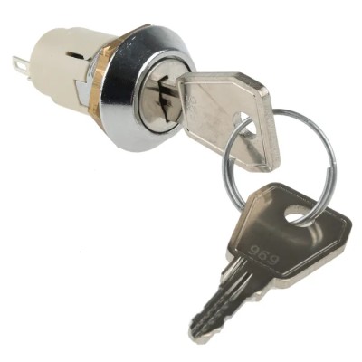 Lorlin Key Switch SPDT 1A 2-Way Random Key Zinc Alloy Solder Terminal Round Bezel SRL5ED2