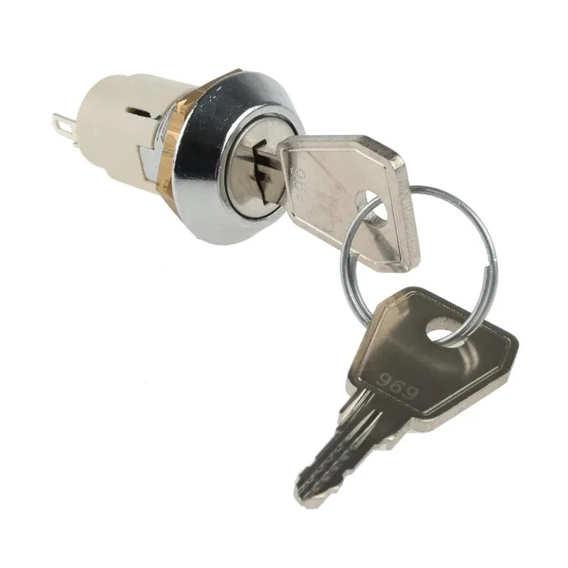 Lorlin Key Switch SPDT 1A 2-Way Random Key Zinc Alloy Solder Terminal Round Bezel SRL5ED2