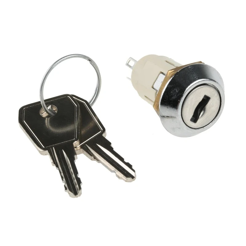 Lorlin Key Switch SPDT 1A 2-Way Random Key Zinc Alloy Solder Terminal Round Bezel SRL5ED2