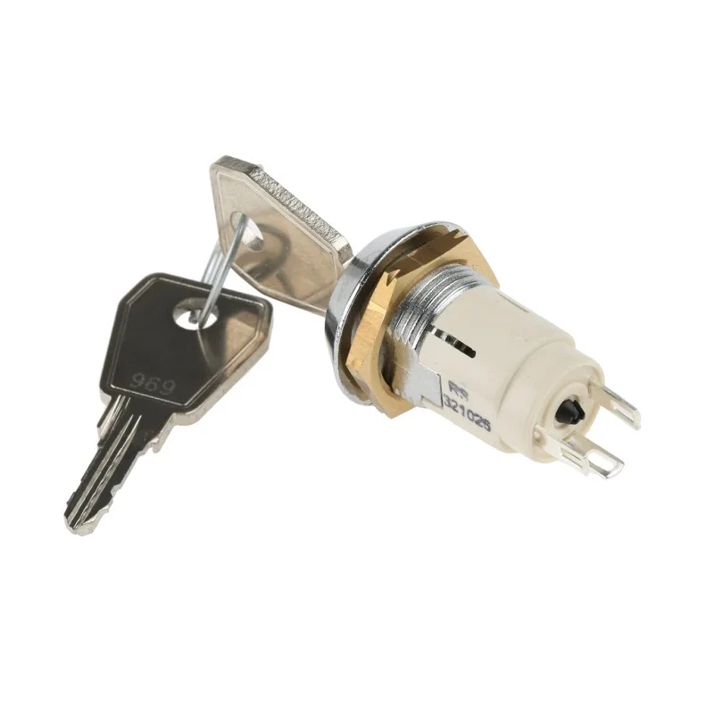 Lorlin Key Switch SPDT 1A 2-Way Random Key Zinc Alloy Solder Terminal Round Bezel SRL5ED2