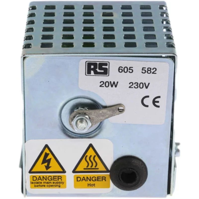 RS PRO Enclosure Heater 230V AC 20W IP20 Surface Temp 45°C Sheet Steel 65mm x 67mm 605-582