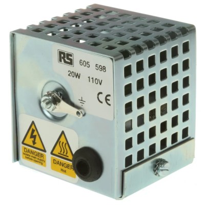 RS PRO Enclosure Heater 110V AC 20W 45°C Surface Mount 65mm x 67mm Cable Connection 605-598