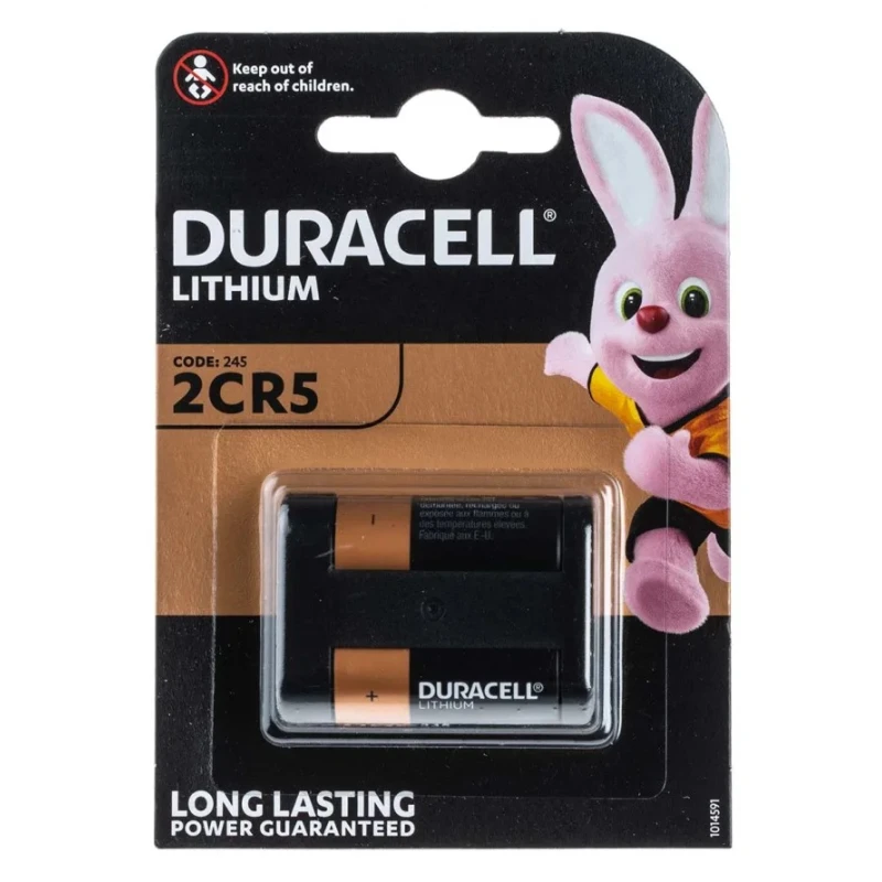 Duracell Lithium Manganese Dioxide Battery 6V, 1550mAh, 2CR5 Ultra 245 Size, 16mm Diameter, 5000394245105