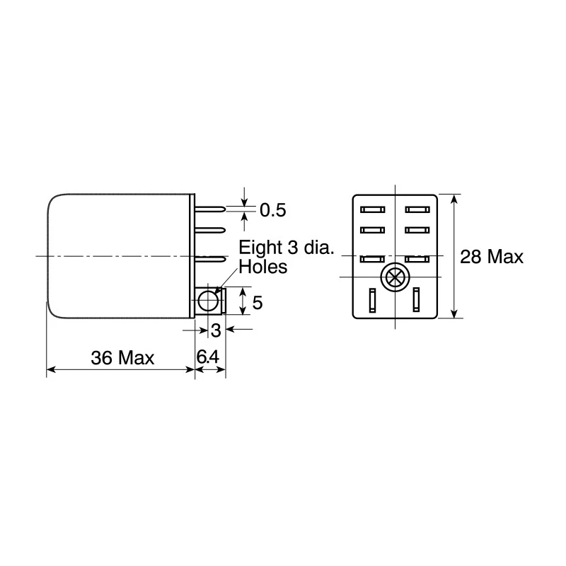Omron Power Relay 12V DC Coil, 10A Switching 4PDT Plug-In Terminal LY4 12VDC
