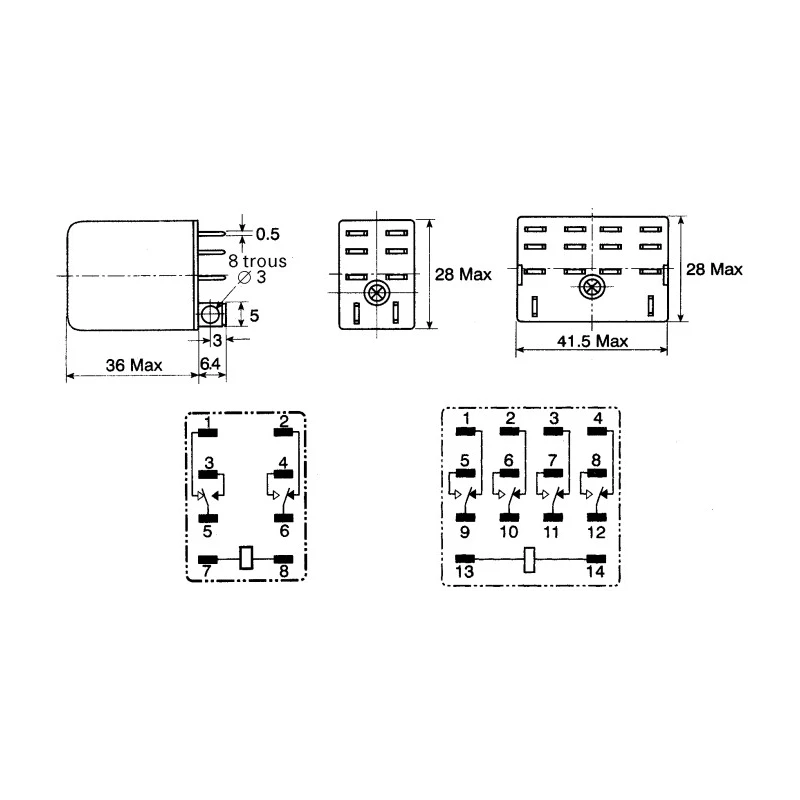 Omron Power Relay 12V DC Coil, 10A Switching 4PDT Plug-In Terminal LY4 12VDC