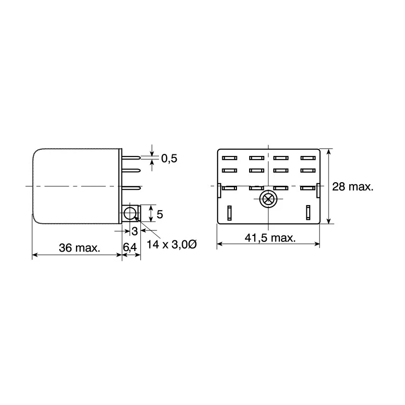 Omron Power Relay 12V DC Coil, 10A Switching 4PDT Plug-In Terminal LY4 12VDC