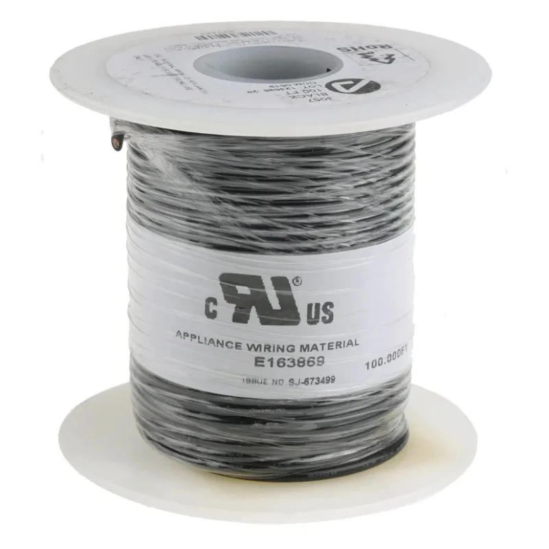Alpha Wire Premium Series Flame Retardant Hook Up Wire, 16 AWG, 26 x 0.25 mm Strands, 30 m Reel, Black, 300V 3057 BK005