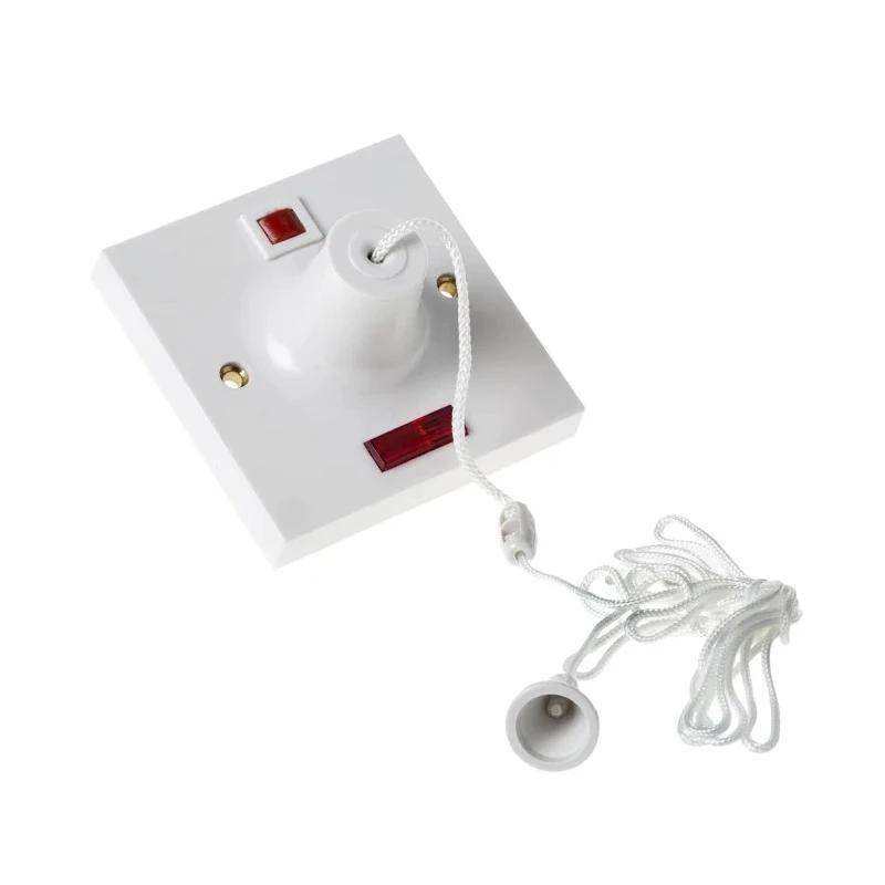 MK Electric 1 Way Ceiling Pull Switch White 50A Cord 1.5m BS 7671:2008/BS EN 60669-1:2000 3164 WHI