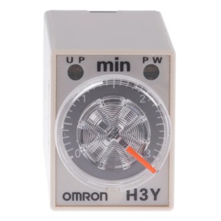 Omron DIN Rail Timer Relay 4-Contact 24V AC, 125V DC, 0.1–3 min ON Delay, 4PDT H3Y-4 AC24 3M
