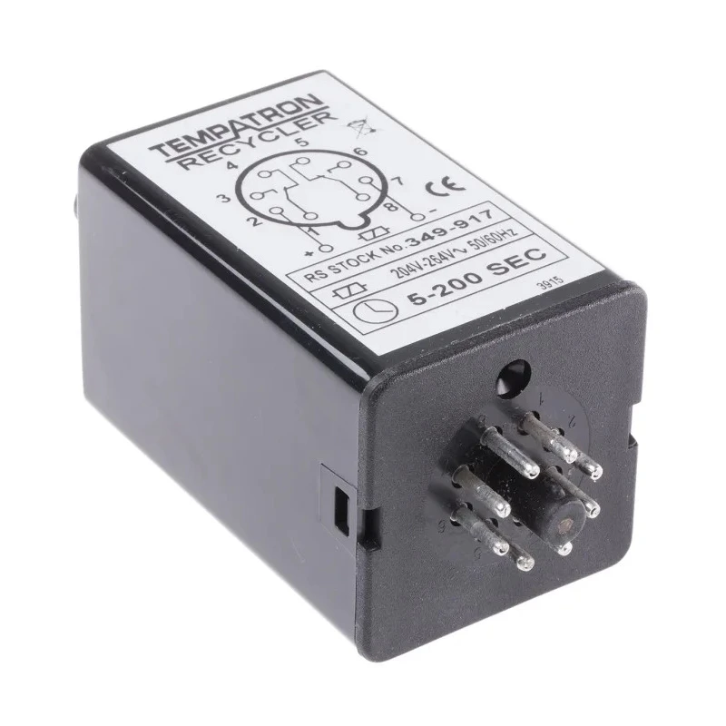 Tempatron 2B Series Timer Relay DPDT 2BDC200SLP200SLP240VAC, 2 Contacts, 240V AC, 5–200s, IP40, 10A, 8-Pin