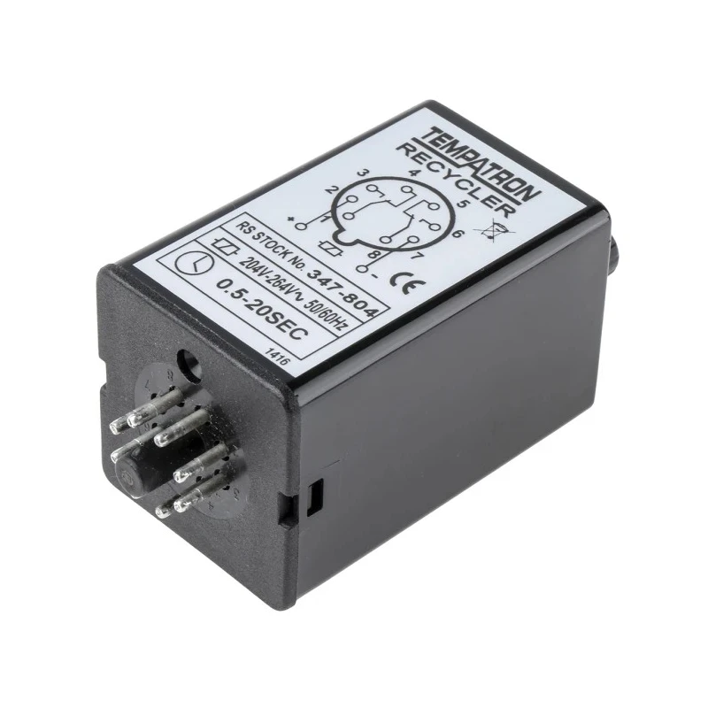 Tempatron Timer Relay DPDT 2BDC20SLP20SLP240VAC, 2-Contact, 240V AC, 0.5–20 s, 1-Function, 8-Pin, IP40