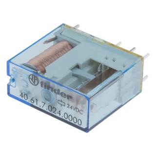 Finder PCB Power Relay 24V DC Coil, 16A Switching Current, SPDT, Through Hole, Silver Alloy Contacts 40.61.7.024.0000