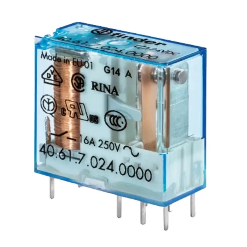 Finder PCB Power Relay 24V DC Coil, 16A Switching Current, SPDT, Through Hole, Silver Alloy Contacts 40.61.7.024.0000