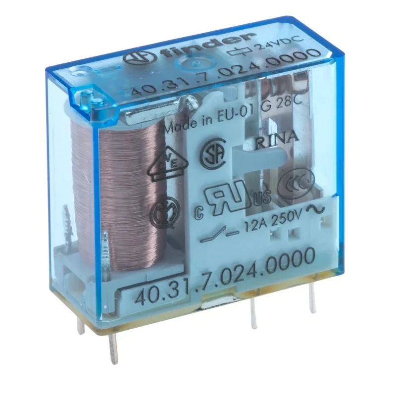 Finder PCB Power Relay 24V DC Coil 10A SPDT for PCB Mounting, Silver Alloy Contacts, Series 40 40.31.7.024.0000