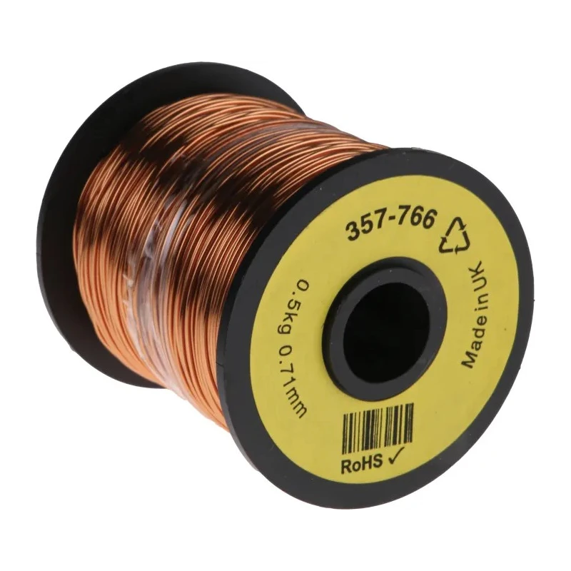 RS PRO Enamelled Copper Wire, 0.78 mm OD, 0.71 mm Cross Sectional Area, 120 m Reel, 155°C, Single Core 357-766