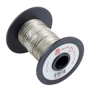 RS PRO Braided Wire, 0.5 mm² CSA, 1.9 x 0.6 mm Flat Tin Copper Wire, 25 m Reel, BS4109 358-006