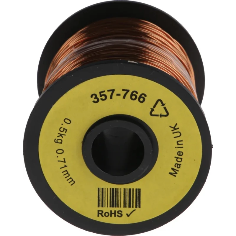 RS PRO Enamelled Copper Wire, 0.78 mm OD, 0.71 mm Cross Sectional Area, 120 m Reel, 155°C, Single Core 357-766