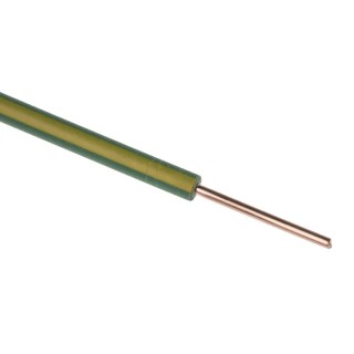 RS PRO RIGID BU Series Hook Up Wire 17 AWG, Green/Yellow, 1 x 1.13 mm Strand, 100 m, 600V Polyvinyl Chloride, 358-977