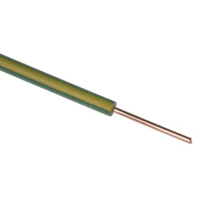 RS PRO RIGID BU Series Hook Up Wire 17 AWG, Green/Yellow, 1 x 1.13 mm Strand, 100 m, 600V Polyvinyl Chloride, 358-977