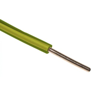 RS PRO RIGID BU Series Single Core Hook Up Wire, Green/Yellow, 15 AWG, 1 x 1.38 mm Strand, 100 m, PVC Insulation 359-021
