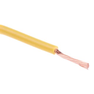 RS PRO H05V-K Series Yellow Equipment Wire, 18 AWG, 24 x 0.2 mm Copper Strands, PVC Insulation, 100 m Reel, 500V 361-709