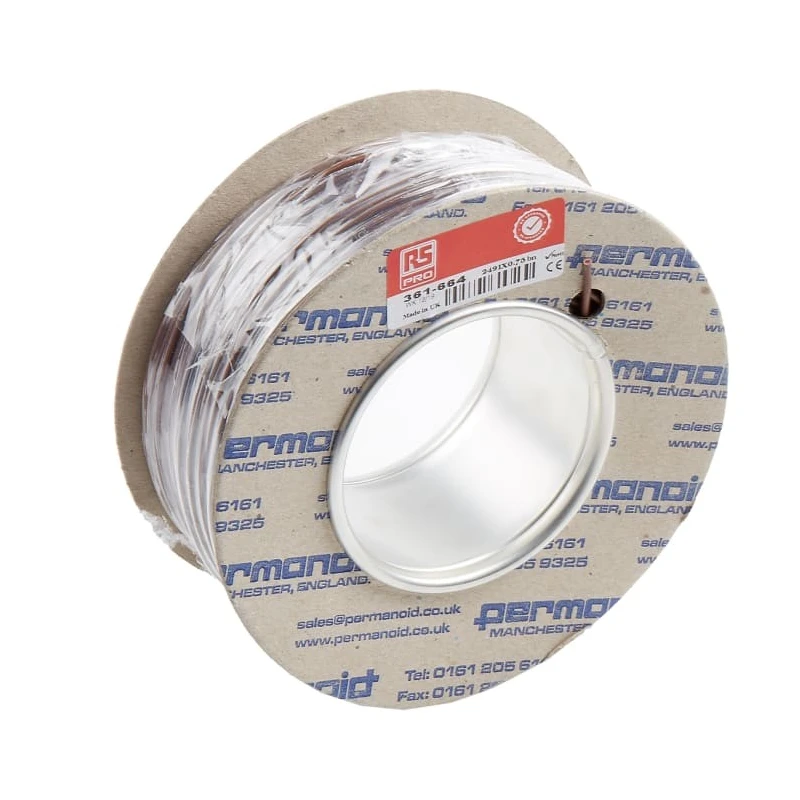 RS PRO H05V-K Series Brown Hook Up Wire, 18 AWG, 24 x 0.2 mm, 100 m, 500V, Polyvinyl Chloride, 361-664