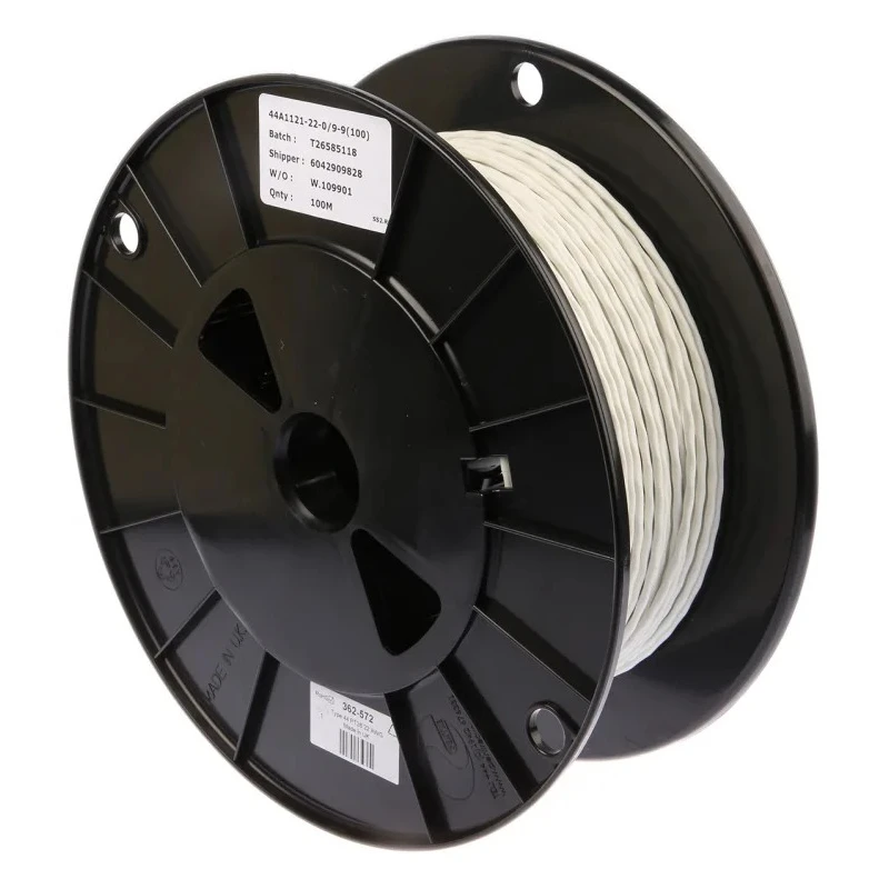 TE Connectivity SPEC 44 Series Data Cable, 1 Pair, 100m, Polyvinyl Fluoride Jacket, 600V, Flame Retardant 44A1121-22-0/9-9