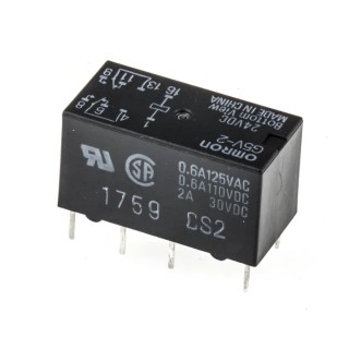 Omron PCB Signal Relay 24V DC 2A DPDT G5V-2 DC24, 500mW Coil, Gold Plated Contacts