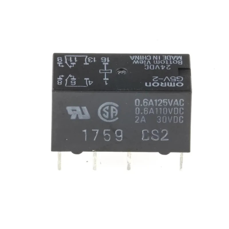 Omron PCB Signal Relay 24V DC 2A DPDT G5V-2 DC24, 500mW Coil, Gold Plated Contacts