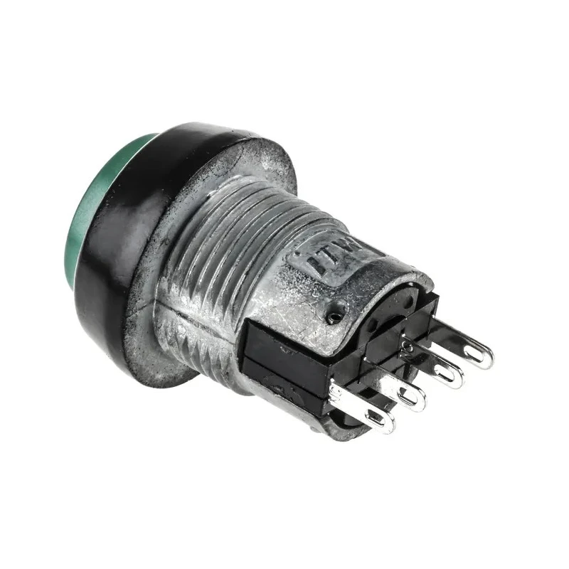 ITW Switches Push Button Switch Momentary, Panel Mount, SPDT, Green, 22 mm Cutout, IP67, 250V AC, 10A, 76-9420/439088G